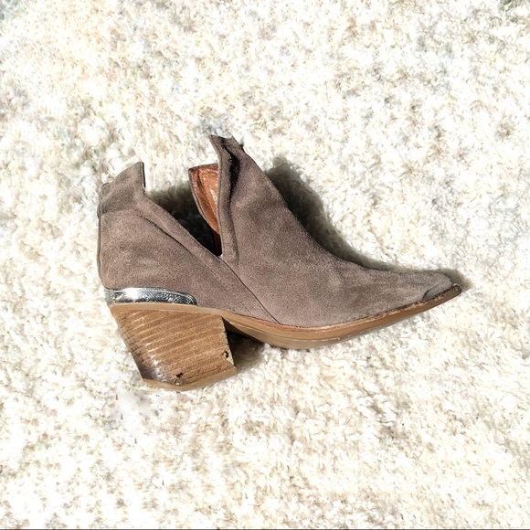 Vintage Jeffrey Campbell Suede Cromwell Cutout Block Heel Western Bootie - Picture 4 of 4